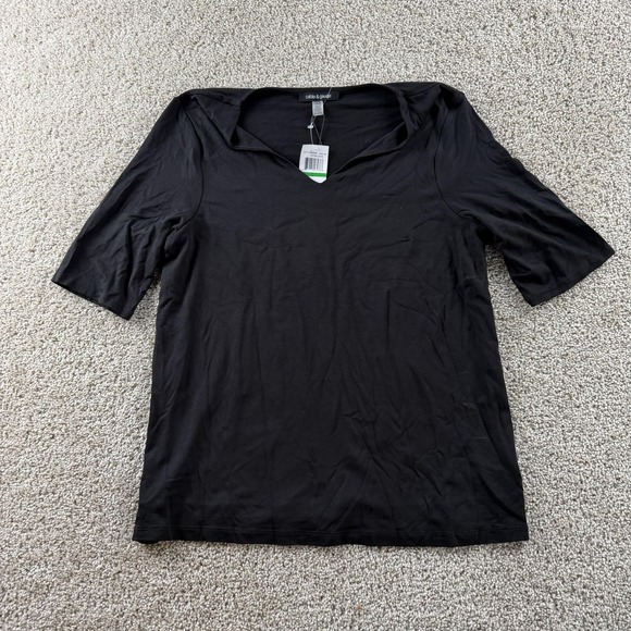 Cable & Gauge Sweaters - Cable & Gauge Shirt Womens Large Black V Neck Short Sleeve Jersey Basic